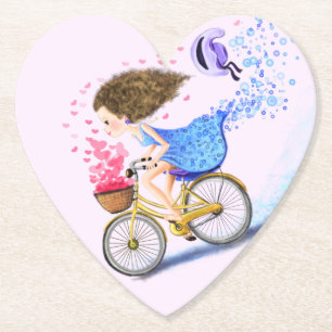 Happy Girl met Fietspapier Onderzetter