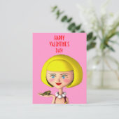 Happy Girl met kikkerprins Feestdagenkaart (Staand voorkant)