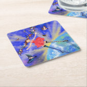 Happy Girl met Onderzetter vogelpapier (Schuin)