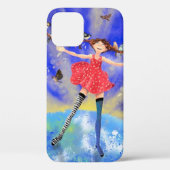 Happy Girl met vogels Case-Mate iPhone Case (Achterkant)