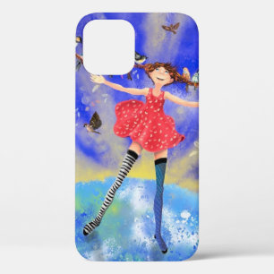 Happy Girl met vogels Case-Mate iPhone Case
