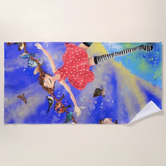 Happy Girl met vogels - Joy Strandlaken (Voorkant)