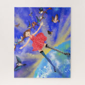 Happy Girl met vogels - Vrienden Legpuzzel (Verticaal)