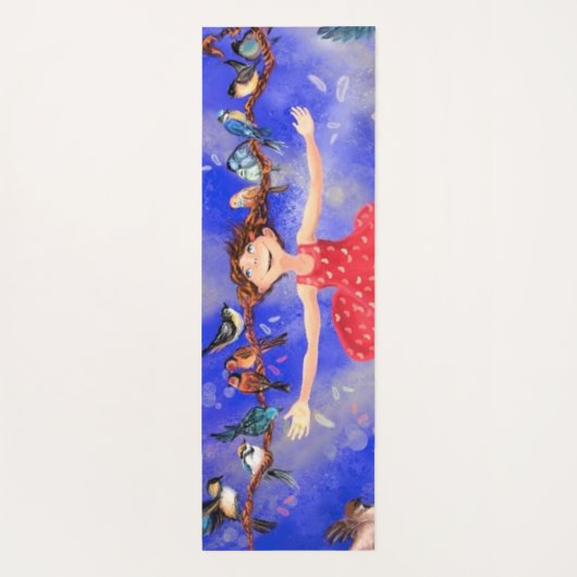 Happy Girl met Vogels Yoga Mat (Achterkant)