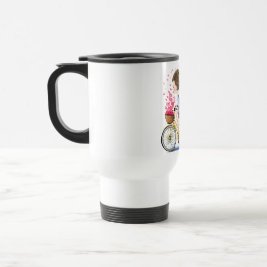 Happy Girl On A Bike Travel Mug Romantic Love Reisbeker (Links)