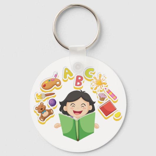 Happy Girl Reading Sleutelhanger (Achterkant)