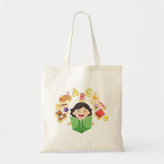 Happy Girl Reading Tote Bag (Voorkant)