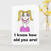 Happy Girl Verjaardag Kaart, ik weet hoe oud je be Kaart (Gele Bloem)