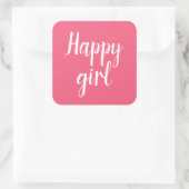 Happy girl vierkante sticker (Tas)