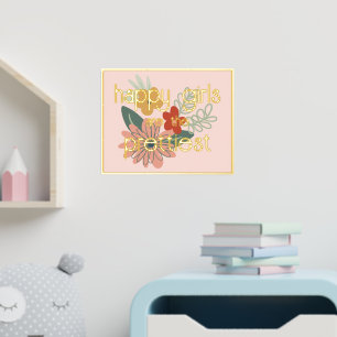 Happy Girls zijn de  Quote Gold Folie Afdrukken