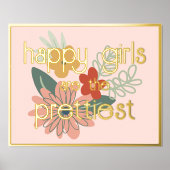 Happy Girls zijn de  Quote Gold Folie Afdrukken (Voorkant)