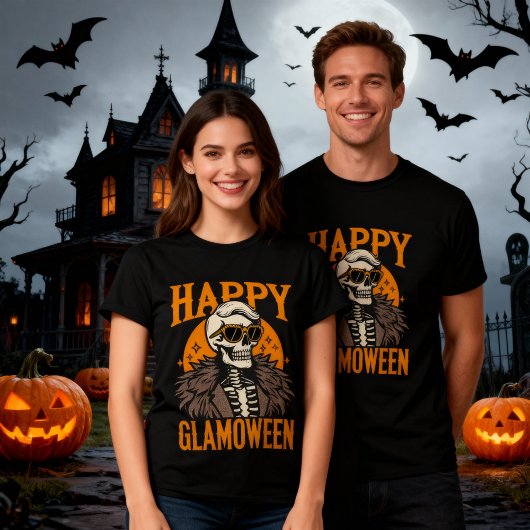 Happy Glamoween Glamoureus Halloween Skelet T-shirt