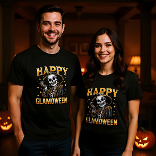 Happy Glamoween Glamoureus Halloween Skelet T-shirt