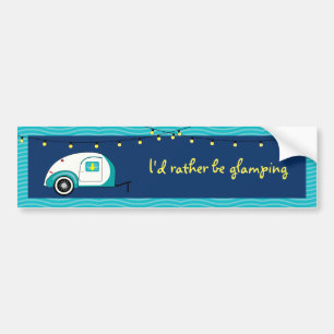 Happy Glamper Aquamarine  Teardrop Trailer Bumpersticker