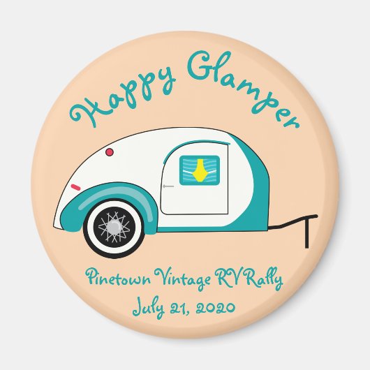 Happy Glamper Aquamarine  Teardrop Trailer Magneet (Voorkant)