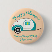 Happy Glamper Aquamarine  Teardrop Trailer Ronde Button 5,7 Cm (Voorkant)