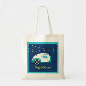 Happy Glamper Aquamarine Teardrop Trailer Tote Bag (Voorkant)