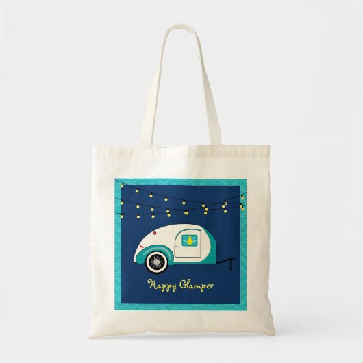 Happy Glamper Aquamarine  Teardrop Trailer Tote Bag (Voorkant)