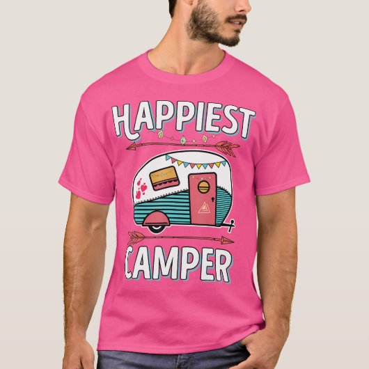 Happy Glamper Camper - Camping Wandelen T-shirt (Voorkant)
