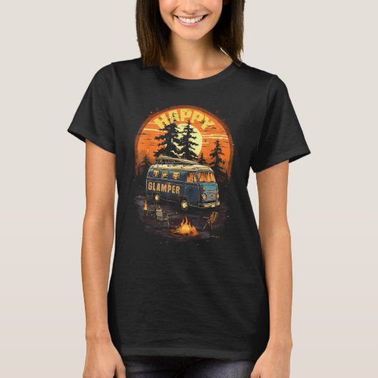 Happy Glamper Caravan Camping Glamping Gear Graphi T-shirt (Voorkant)