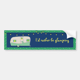 Happy Glamper Mint GreenVintage Inned Ham Trailer Bumpersticker