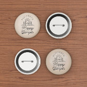 Happy Glamper Natuur Brown Monogram Ronde Button 3,2 Cm