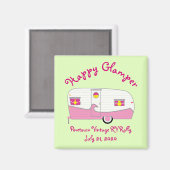 Happy Glamper Pink  Canned Ham Trailer Magneet (Voorkant / Achterkant)