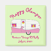 Happy Glamper Pink  Canned Ham Trailer Magneet (Voorkant)