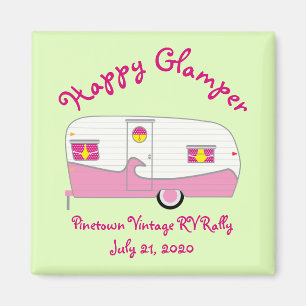 Happy Glamper Pink  Canned Ham Trailer Magneet