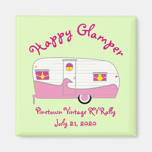Happy Glamper Pink  Canned Ham Trailer Magneet (Voorkant)