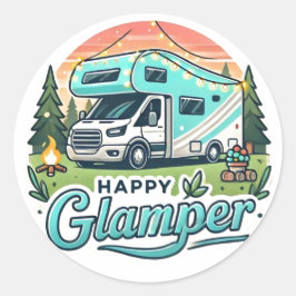 Happy Glamper Round Sticker