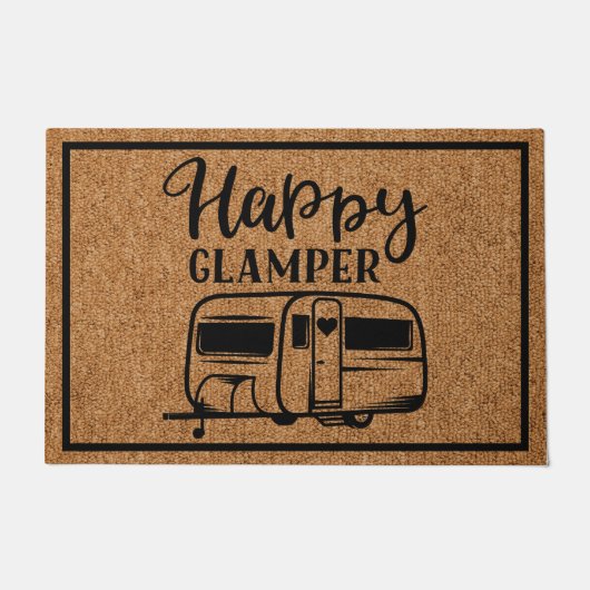Happy Glamper Rustic Custom Camping Deurmat (Voorkant)