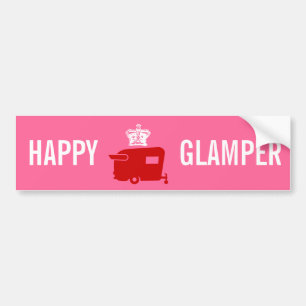 Happy Glamper - RV - Travel Trailer Humor Bumpersticker