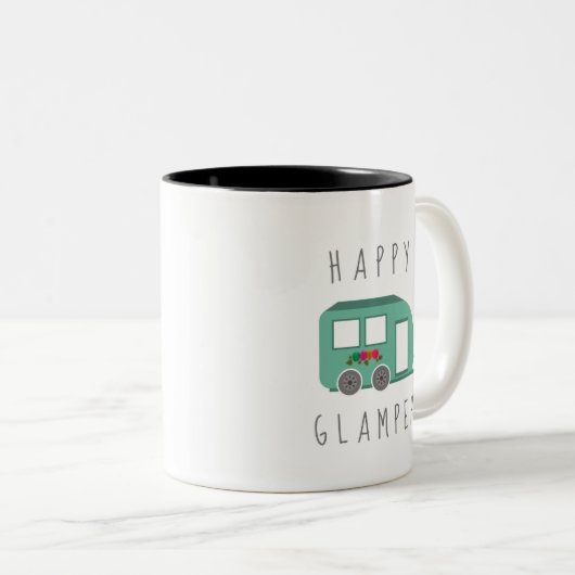 Happy Glamper RV Women's Camping Tweekleurige Koffiemok (Voorkant rechts)