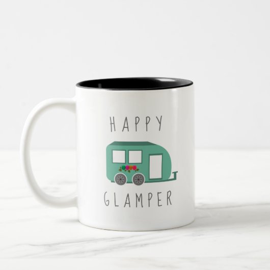 Happy Glamper RV Women's Camping Tweekleurige Koffiemok (Links)