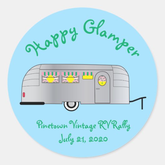 Happy Glamper  Streamline-trailer Ronde Sticker (Voorkant)