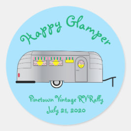 Happy Glamper  Streamline-trailer Ronde Sticker