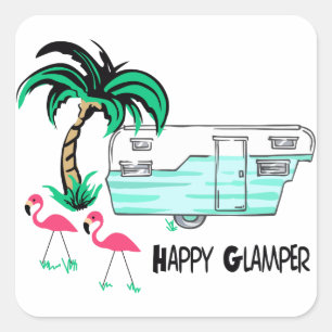 Happy Glamper Vierkante Sticker