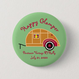 Happy Glamper Woodie  Teardrop Trailer Ronde Button 5,7 Cm