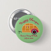 Happy Glamper Woodie  Teardrop Trailer Ronde Button 5,7 Cm (Voorkant /achterkant)