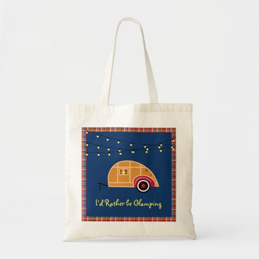 Happy Glamper Woodie  Teardrop Trailer Tote Bag (Voorkant)