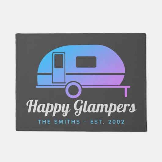 Happy Glampers Paars Ombre Camping Deurmat (Voorkant)