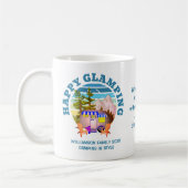 HAPPY GLAMPING Aangepaste naam Familie Camping Tri Koffiemok (Links)