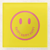 Happy Glass-Onderzetter Glazen Onderzetter (Voorkant)