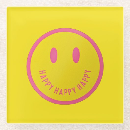 Happy Glass-Onderzetter Glazen Onderzetter (Voorkant)