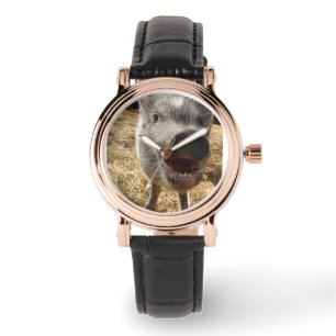 Happy, glimlachen, Mini Pig Horloge
