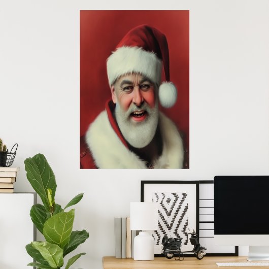 Happy glimlachend kerstman | AI Art Poster (Thuiskantoor)