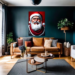 Happy glimlachend kerstman | AI Art Poster
