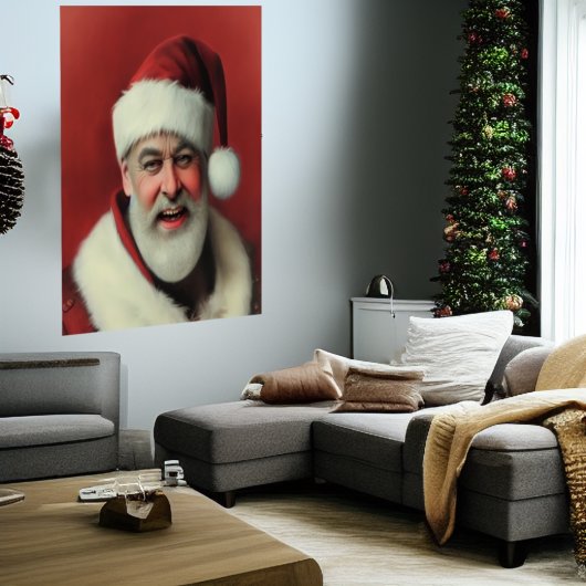 Happy glimlachend kerstman | AI Art Poster