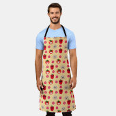 Happy glimlachend plantaardig achtergrondpatroon c schort (Gedragen)